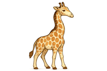Obraz premium Giraffe standing tall, african safari animal, cute wild mammal, illustrating nature and wildlife, transparent background element