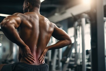 man with back pain in the gym