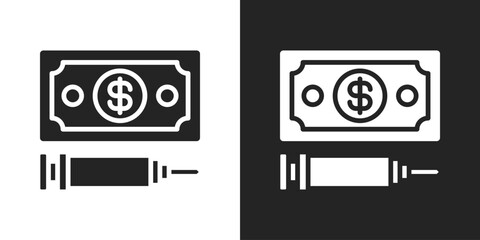 Medical cost Icon In Black And White Glyph Style