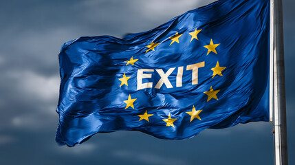 exit eu flag waving