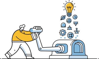 Vector Innovation Process, Idea Generation, Business, Technology, Flat, Concept