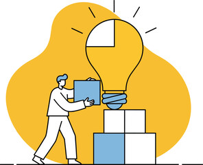 Vector Business Idea Illustration, Person, Office, Modern Workspace, Concept