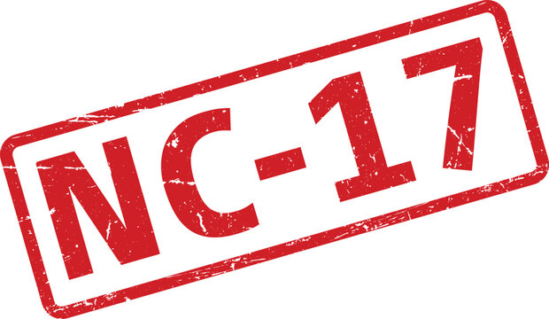 Red NC17 Rubber Stamp Grunge Style Texture Isolated on White Background Movie Rating