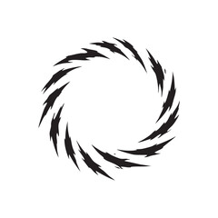 Black and white spiral cracks abstract scratch circle grunge vector illustration