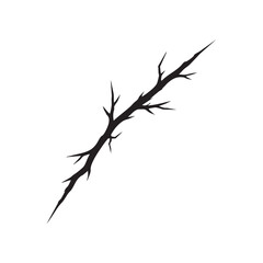 Black and white crack line silhouette sharp broken scratch vector illustration isolated on white background