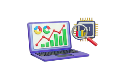 AI Data Analysis on Laptop - Business and Technology Concept