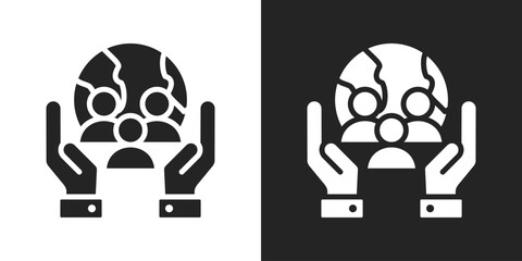 Social Responsibility Icon In Black And White Glyph Style
