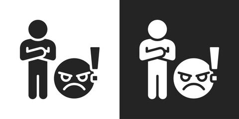 Anger Management Icon In Black And White Glyph Style