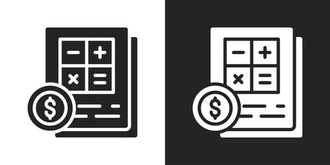 Financial Literacy Icon In Black And White Glyph Style