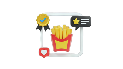 3D French Fries with Social Media Icons