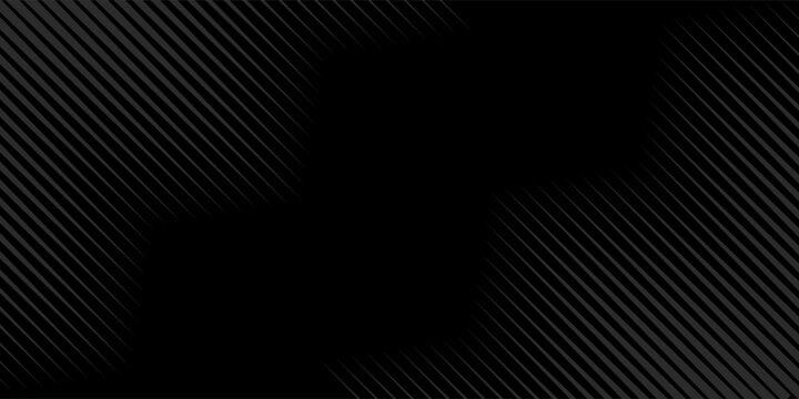 Black oblique straight line background. Masculine dark linear abstract wallpaper. Elegant luxury striped gradient texture. Grey diagonal lines backdrop for flyer, banner, poster, presentation. Vector