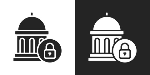 Government Security Icon In Black And White Glyph Style