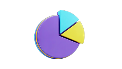 3D Pie Chart Illustrating Data Analysis on White Background