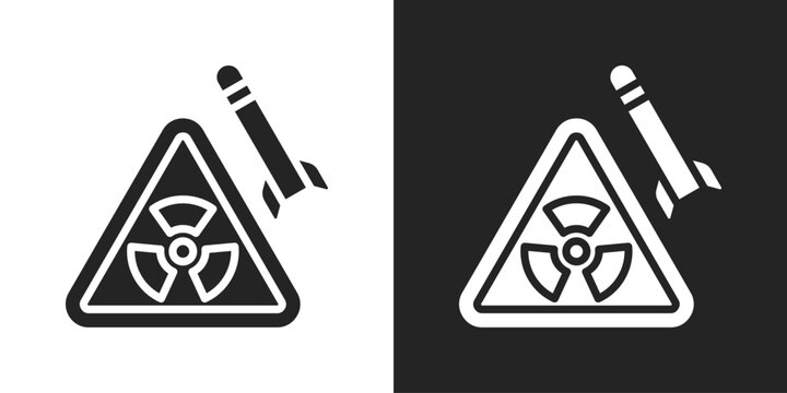 Nuclear Weapon Icon In Black And White Glyph Style