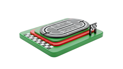 3D Rendered Toy Race Track on White Background