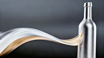 Lumina Stream: Brushed Silver Bottle with Flowing Liquid Design