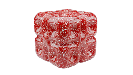 Abstract Red Cube with White Speckles on White Background
