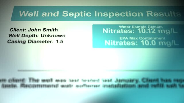 A High Nitrates Report for a Well or Septic System