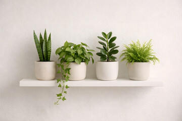 Minimalist shelf with potted plants