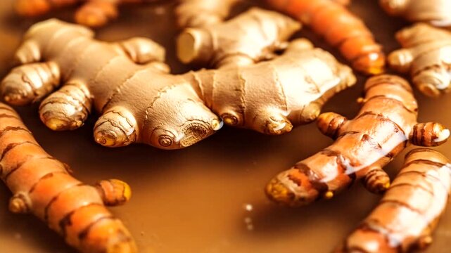 Fresh Turmeric and Ginger Roots - A Vibrant Display of Natural Goodness.