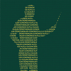 Happy teacher's day greeting card that reads &Ouml;ĞRETMENLER G&Uuml;N&Uuml;N&Uuml;Z KUTLU OLSUN with lettering. Happy teachers day greeting card in Turkish Language with lettering.