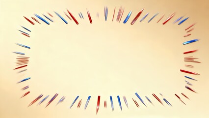 Dynamic Metallic Spikes: Red Blue Circular Abstract Art Design