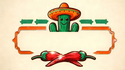Fiesta Cactus Fiesta: Sombrero-Wearing Cactus with Chili Peppers Art