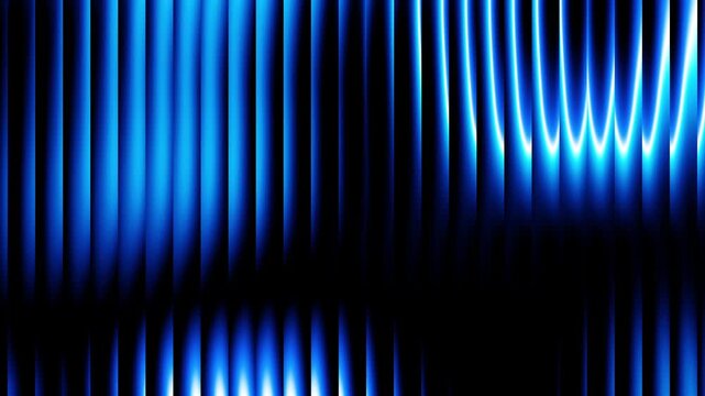 Abstract ribbed glass liquid background in blue soft gradient tones with vertical line noise texture and glossy light reflection, modern