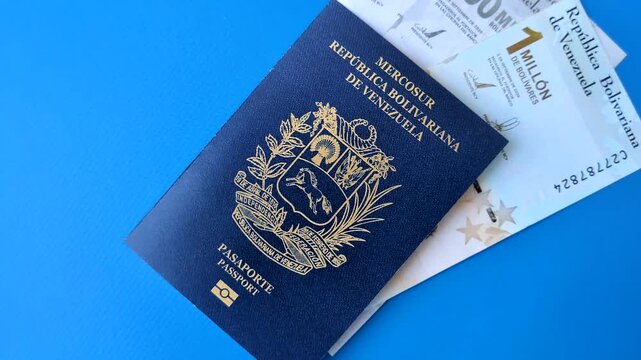 Venezuela passport, venezuelan visa for international travel and vacation. Venezuelan passport as a background for your design