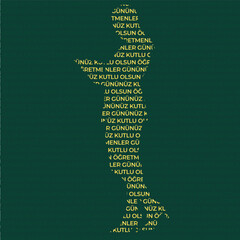 Happy teacher's day greeting card that reads &Ouml;ĞRETMENLER G&Uuml;N&Uuml;N&Uuml;Z KUTLU OLSUN with lettering. Happy teachers day greeting card in Turkish Language with lettering.