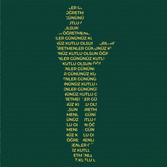 Happy teacher's day greeting card that reads &Ouml;ĞRETMENLER G&Uuml;N&Uuml;N&Uuml;Z KUTLU OLSUN with lettering. Happy teachers day greeting card in Turkish Language with lettering.