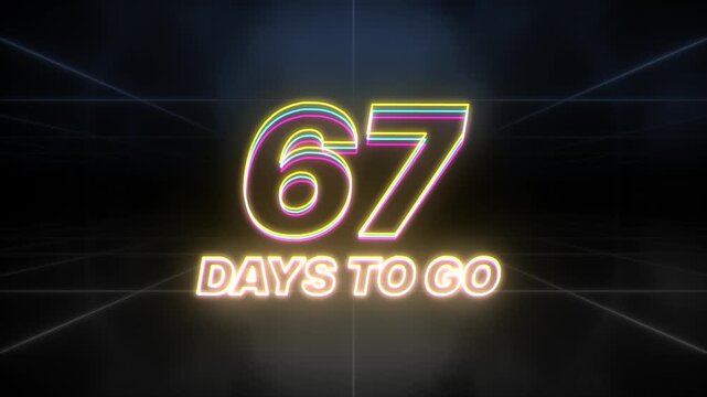 67 days to go text animation retro background