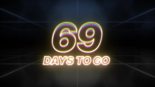 69 days to go text animation retro background