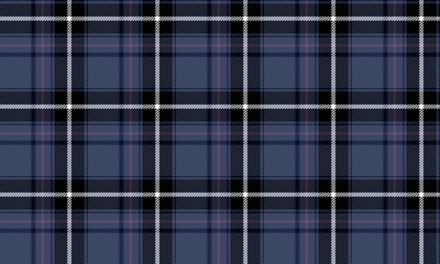 Seamless plaid fabric in blue, black, white, and pink, perfect for textiles and fashion applications such as clothing, skirts, trousers, and dresses, adding a distinctive and vibrant touch.