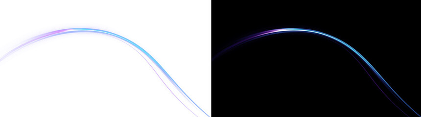 Blue Purple Neon Energy Flow with Glossy Light Isolated PNG