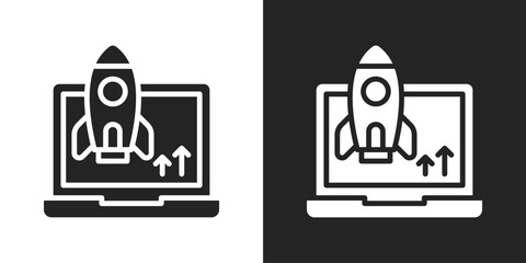 Deployment Icon In Black And White Glyph Style