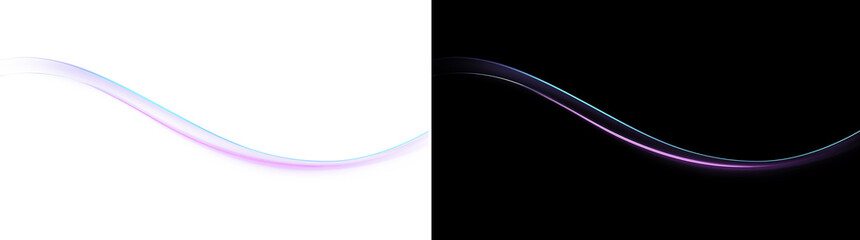 Blue Purple Neon Energy Flow with Glossy Light Isolated PNG
