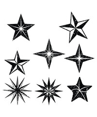 Obraz premium Distressed Grunge Star Shapes Set for Creative Design