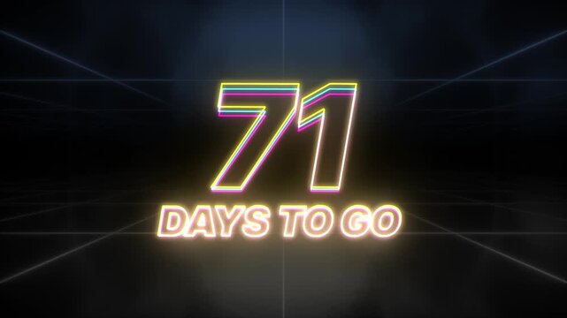 71 days to go text animation retro background