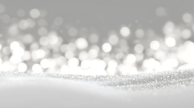 Leuchtender wei&szlig;er Winterhintergrund mit starkem Bokeh, sanftem Sonnenlicht und gl&auml;nzender Weihnachtsstimmung &ndash; abstrakte, helle Festtagsatmosph&auml;re