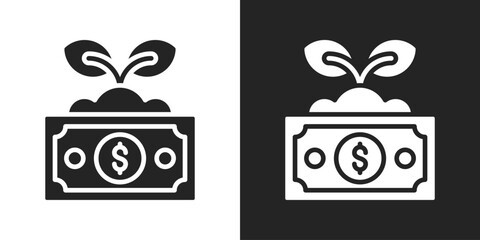 Financial Growth Icon In Black And White Glyph Style
