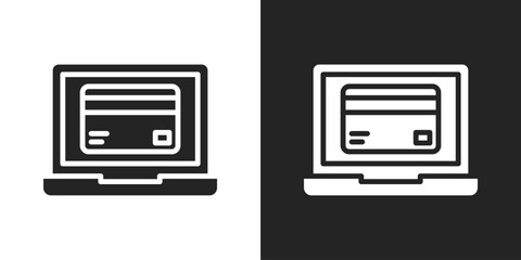 Online Payment Icon In Black And White Glyph Style