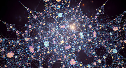 Vibrant network visualization with glowing connections and nodes in space
