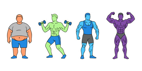 Male body transformation showing weight loss and muscle gain