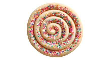Sprinkled Spiral Cookie, isolated on transparent background