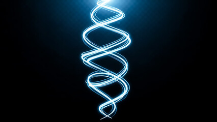 blue glowing spiral light streaks abstract futuristic dna