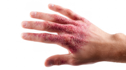 Open hand displaying burning flames on the palm against a transparent background, illustrating a striking visual of power, danger, and transformation, evoking intense emotions