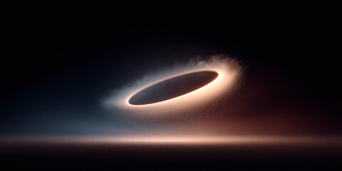 abstract colorful background of glowing tech ring line with space