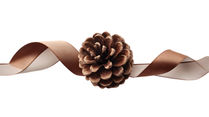 Pinecone with Ribbon, isolated on transparent background