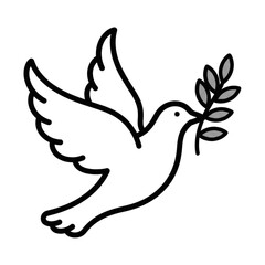 Fototapeta premium Peaceful Dove Icon with Green Olive Branch